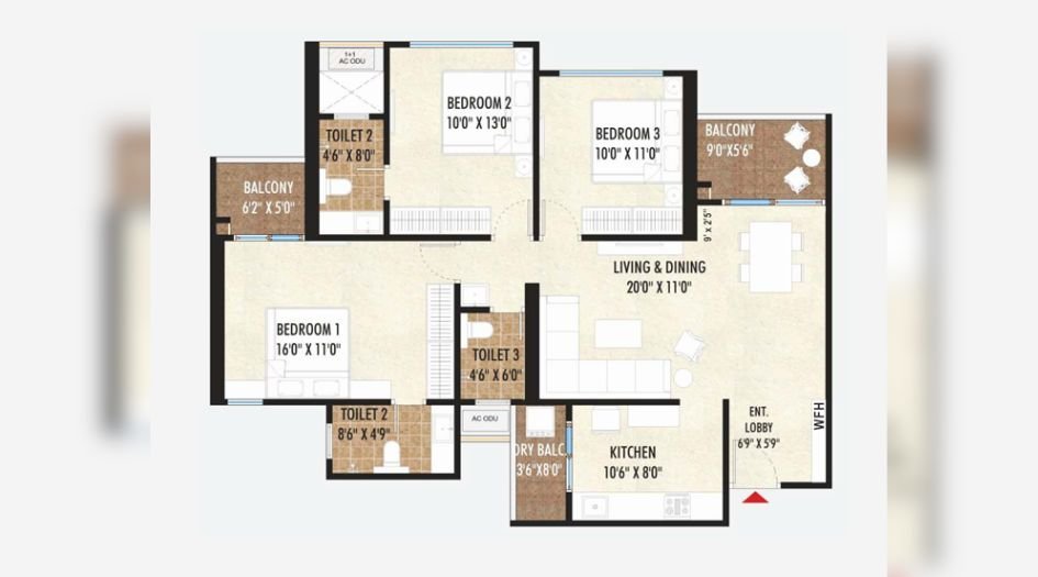 Excellaa-Codename-ToTT- FLoor-Plan-3 BHK-C